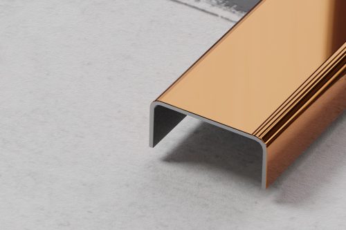 LAMBRO - C profil - Fényes Réz - 20mm széles rozsdamentes acél dekorcsík profil