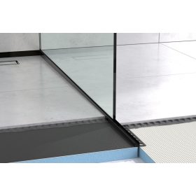   Lejtésképző profil zuhanyfal üveghez - Fényes fekete - Rozsdamentes acél, 120cm, 180cm, jobb, bal