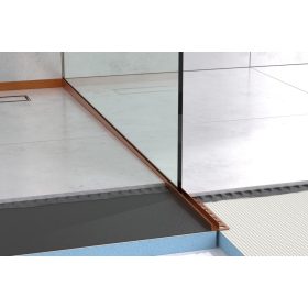   Lejtésképző profil zuhanyfal üveghez - Szálcsiszolt réz - Rozsdamentes acél, 120cm, 180cm, jobb, bal