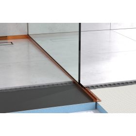   Lejtésképző profil zuhanyfal üveghez - Fényes réz - Rozsdamentes acél, 120cm, 180cm, jobb, bal