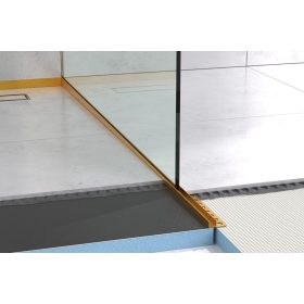   Lejtésképző profil zuhanyfal üveghez - Szálcsiszolt arany - Rozsdamentes acél, 120cm, 180cm, jobb, bal