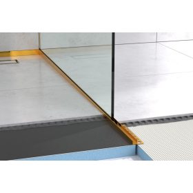   Lejtésképző profil zuhanyfal üveghez - Fényes arany - Rozsdamentes acél, 120cm, 180cm, jobb, bal