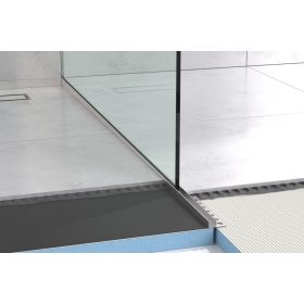   Lejtésképző profil zuhanyfal üveghez - Szálcsiszolt ezüst - Rozsdamentes acél, 120cm, 180cm, jobb, bal