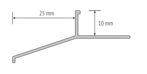 Terasz vízvető profil, natúr alumínium - 10mm x 25mm x 250 cm, alu terasz szegő balkon profil terasz szegély