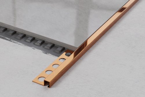 LAMBRO - Q Profil - Fényes Réz - 12mm - Rozsdamentes acél sarok élvédő profil
