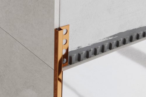 LAMBRO - Q Profil - Fényes Réz - 12mm - Rozsdamentes acél sarok élvédő profil