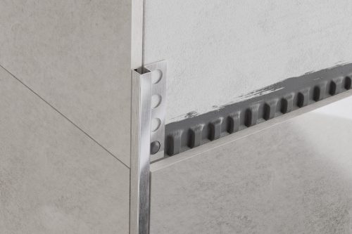 LAMBRO - Q Profil - Szálcsiszolt Ezüst- 12mm - Rozsdamentes acél sarok élvédő profil