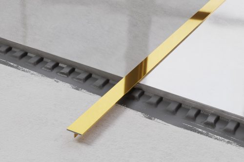 LAMBRO - T Profil - Fényes Arany - 15mm széles rozsdamentes acél élvédő profil