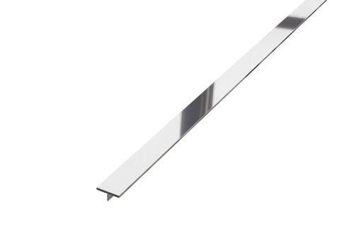 LAMBRO - T Profil - Fényes ezüst - 15mm széles rozsdamentes acél élvédő profil