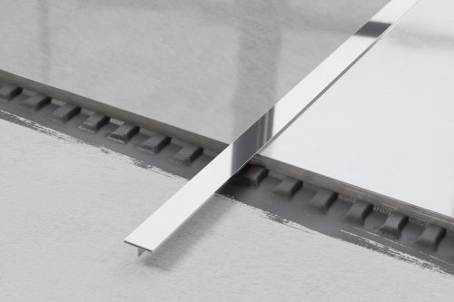 LAMBRO - T Profil - Fényes ezüst - 15mm széles rozsdamentes acél élvédő profil