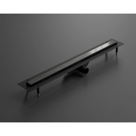   LAMBRO - Zuhanyfolyóka 70cm Szálcsiszolt Fekete, rozsdamentes acél épített zuhanyhoz