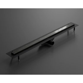   LAMBRO - Zuhanyfolyóka 80cm Szálcsiszolt Fekete, rozsdamentes acél épített zuhanyhoz