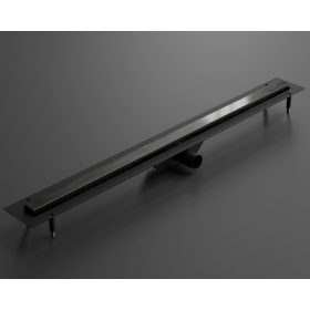   LAMBRO - Zuhanyfolyóka 90cm Szálcsiszolt Fekete, rozsdamentes acél épített zuhanyhoz