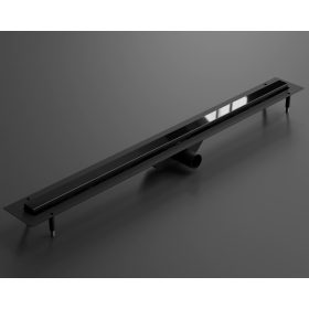   LAMBRO - Zuhanyfolyóka 90cm Fényes Fekete, rozsdamentes acél épített zuhanyhoz