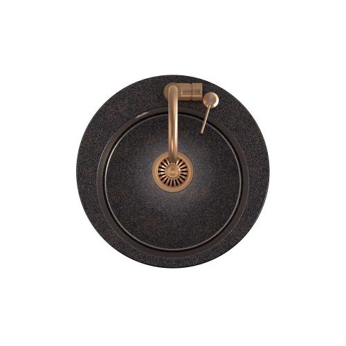 ART JAMES gránit mosogató  Copper Black Pearl kézi szifonnal, Naomi csappal és adagolóval - fekete réz opál