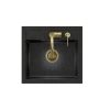 ART JOHNNY fekete arany opálos gránit mosogató Copper Black Pearl szifonnal, Naomi arany színű csap,arany színű adagoló