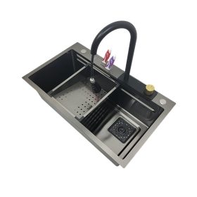 Black-max fekete acél mosogató szett 750+